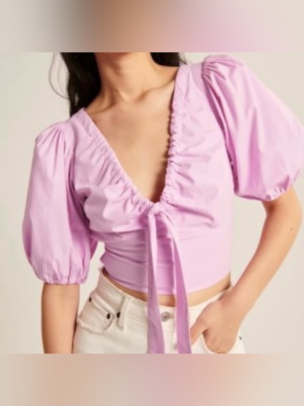 Abercrombie puff sleeve tie front top. Size medium